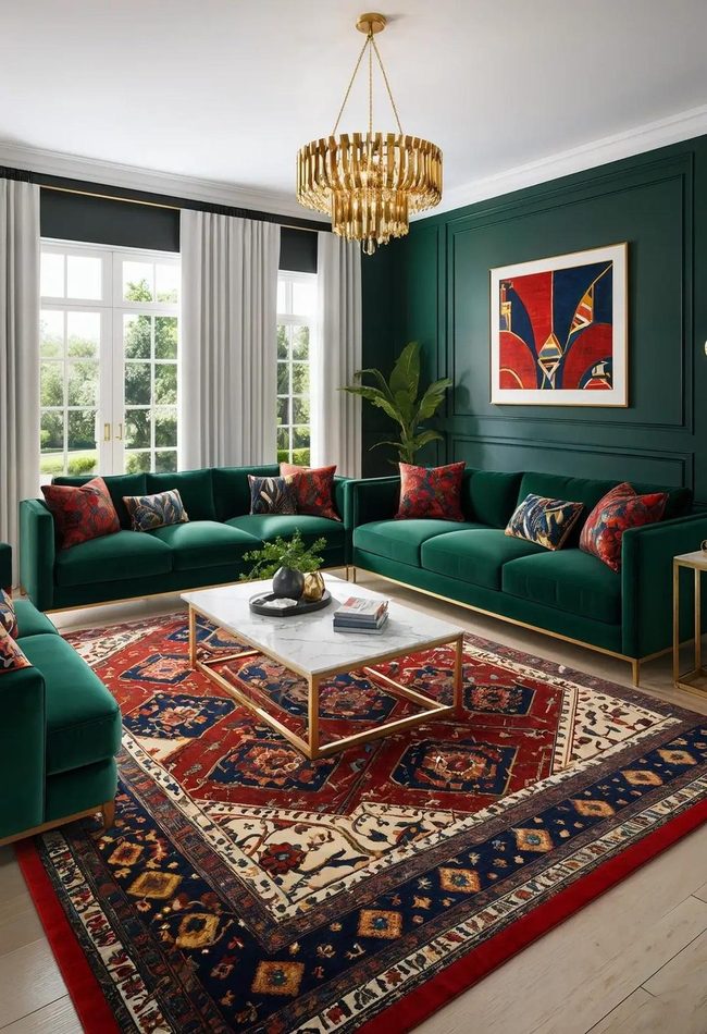 Persian Rug Grounds Bold Sofa