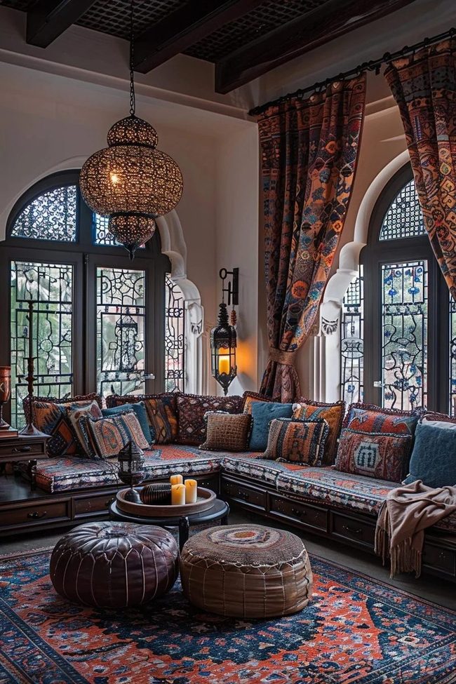 Patterned Earth Tones And Jewel Accents