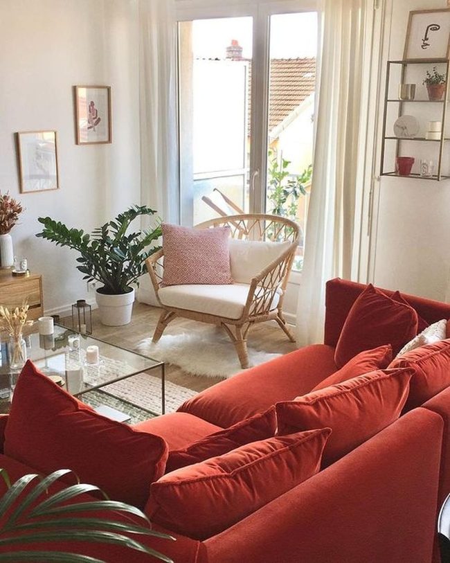 Deep Red Comfort With Natural Light