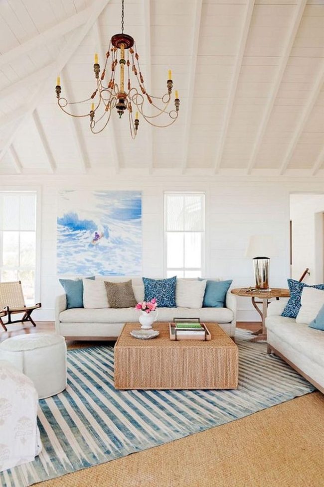 Blue Coastal Waves Living Room