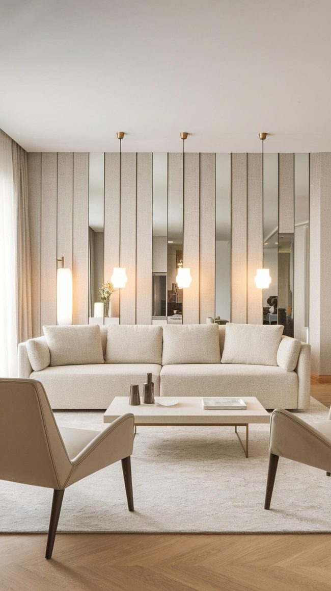Vertical Mirrors And Streamlined Furniture