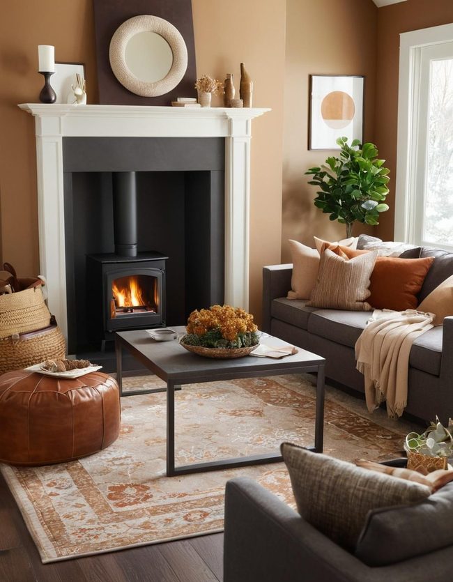 Warm Earth Tones Fireplace