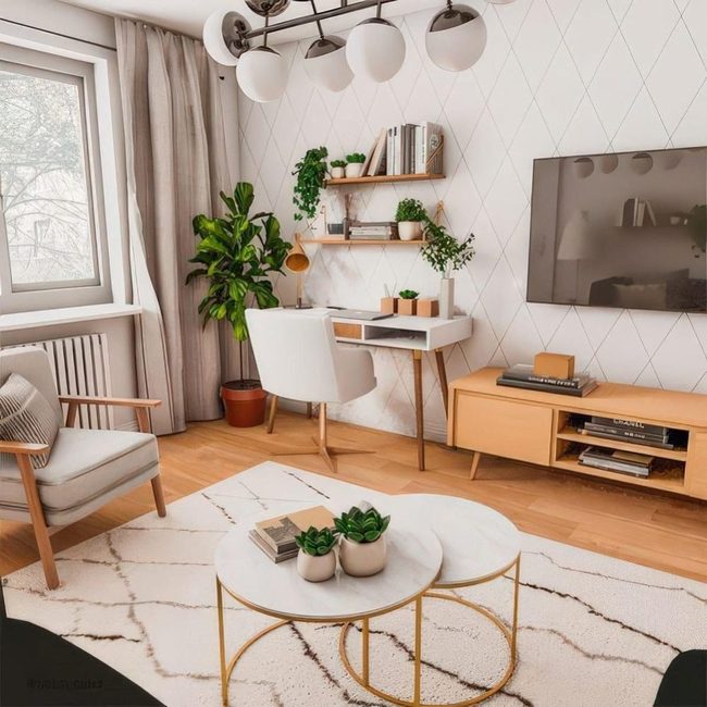Green Plants, Gold Tables, Modern Work