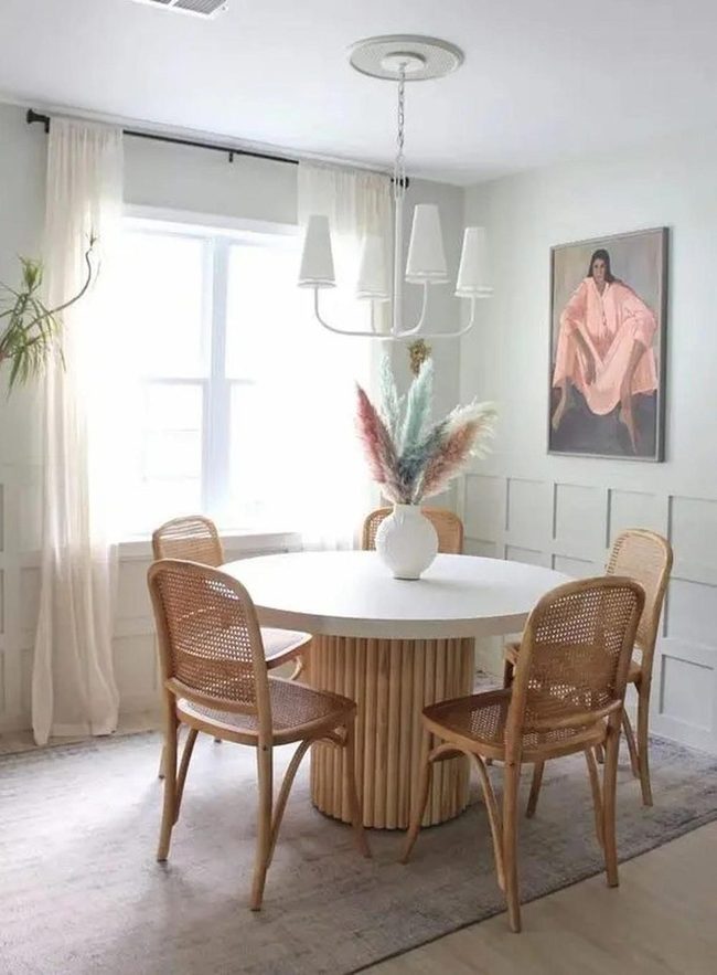 Soft Neutrals Round Wooden Table