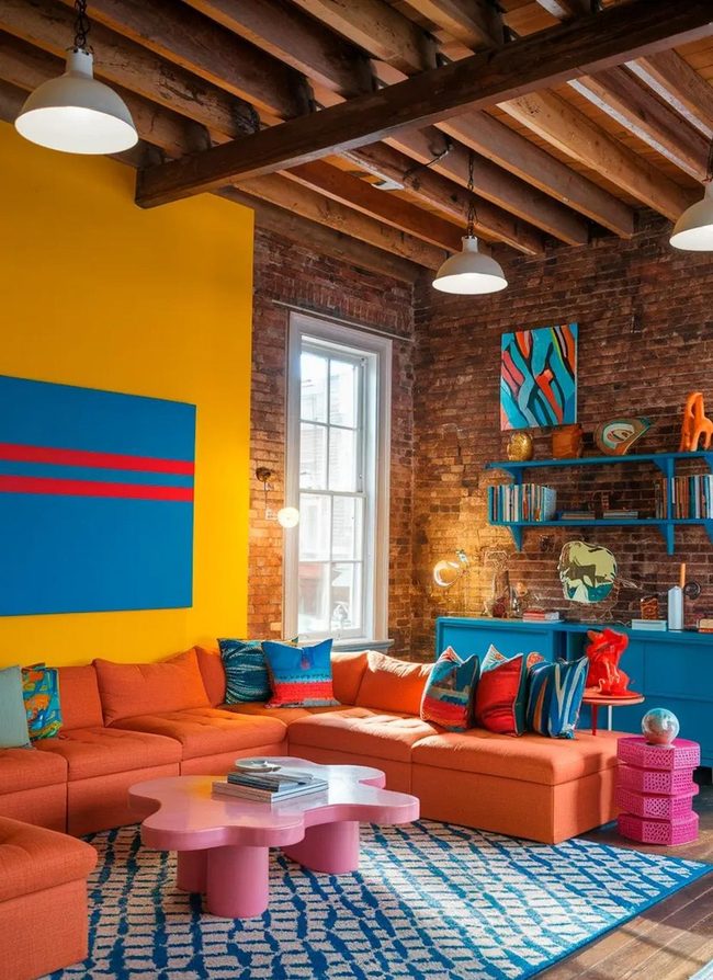 Cobalt Blue Against Exposed Brick