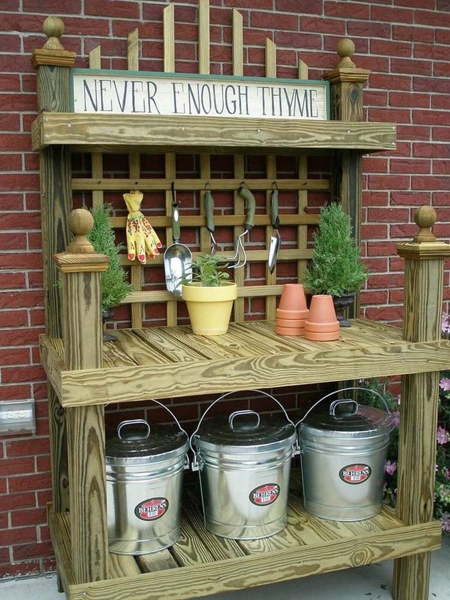 Handmade Wood Gardening Workbench