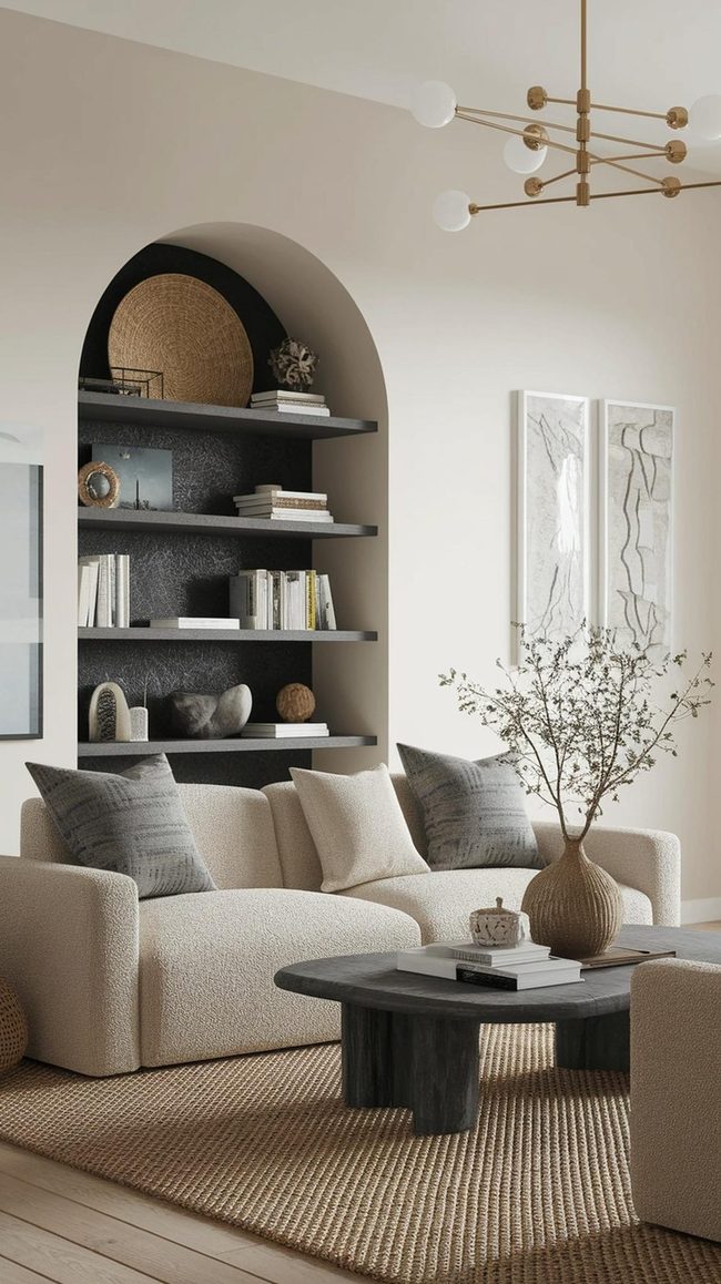 Sculptural Pendants Meet Neutral Layers