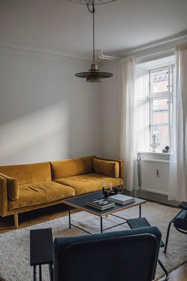 Mustard Sofa Bathed Sunlight