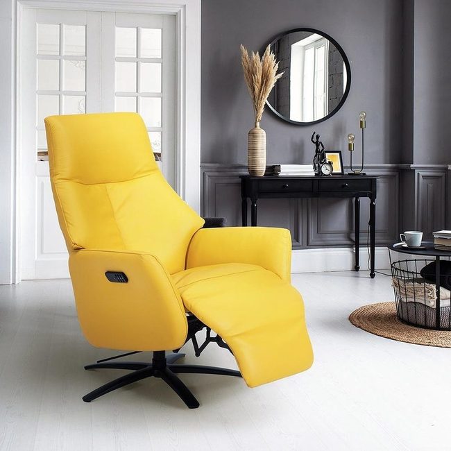 Yellow Swivel Recliner Statement Piece