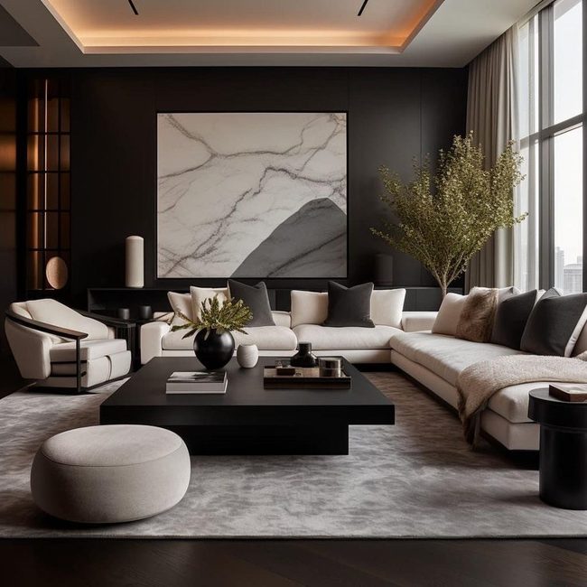 Contemporary Black And Living Green
