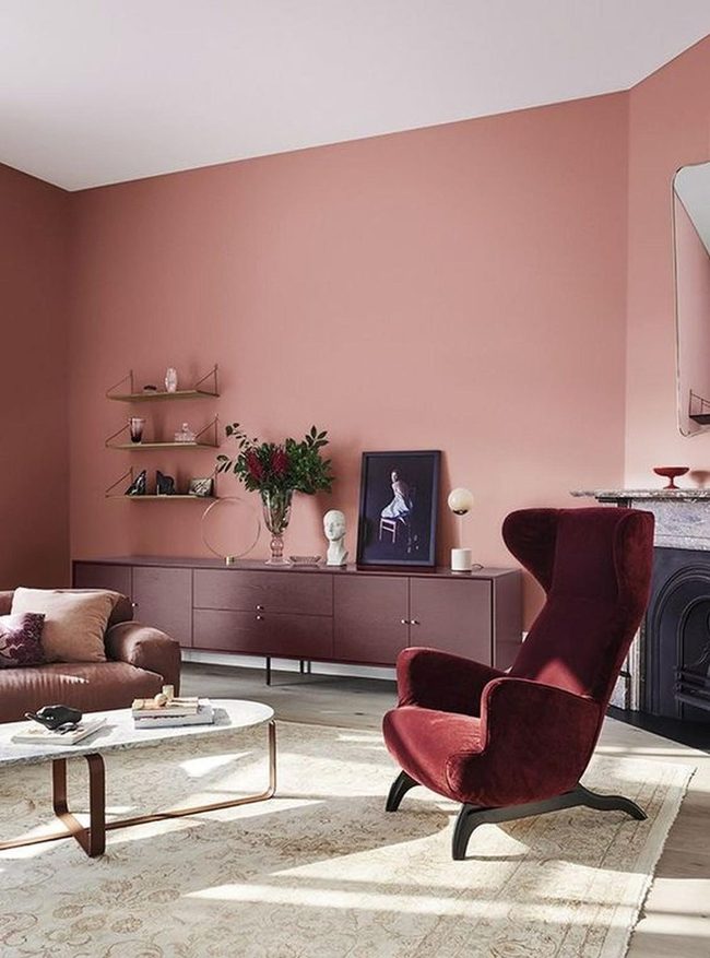 Pink Walls Meet Deep Red Velvet