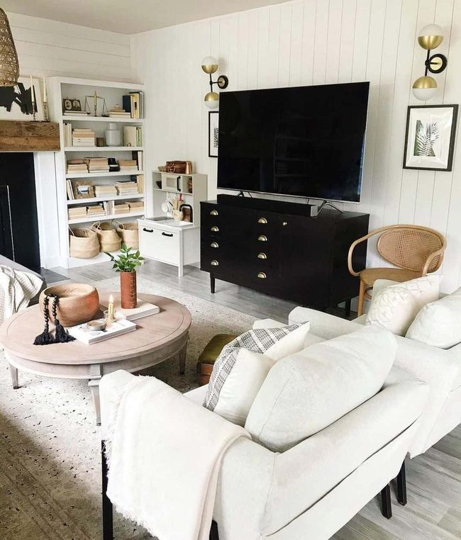 White Shiplap Meets Black Cabinet