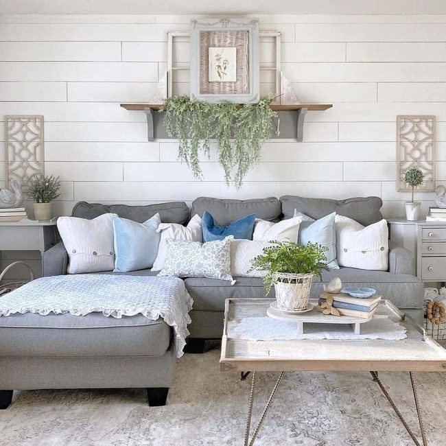 Crisp White Shiplap Living Room