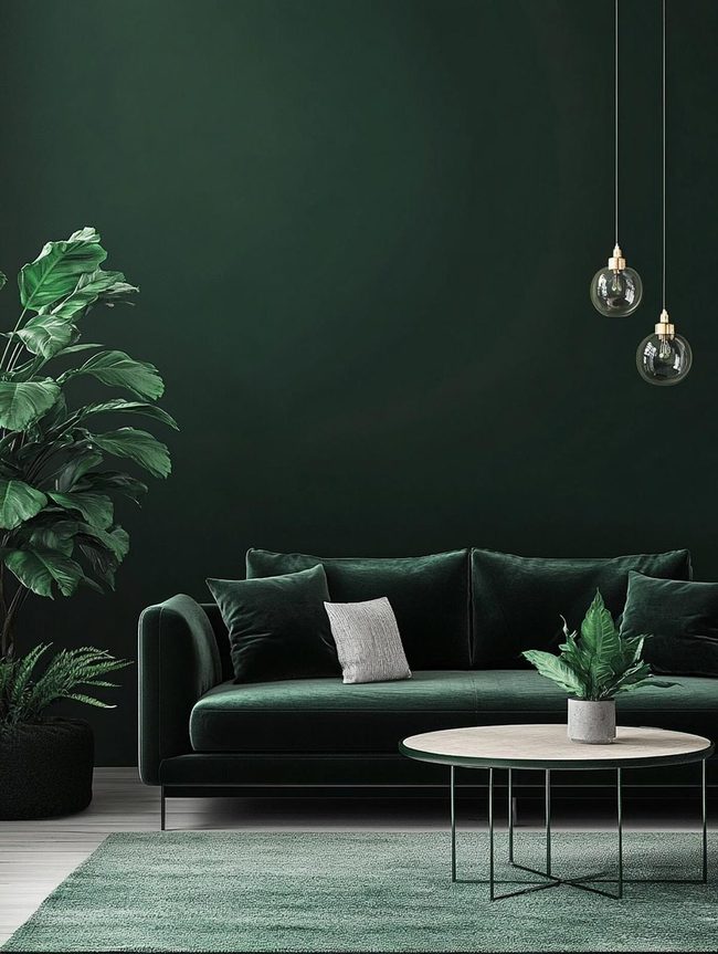 Deep Green Scandinavian Parlor