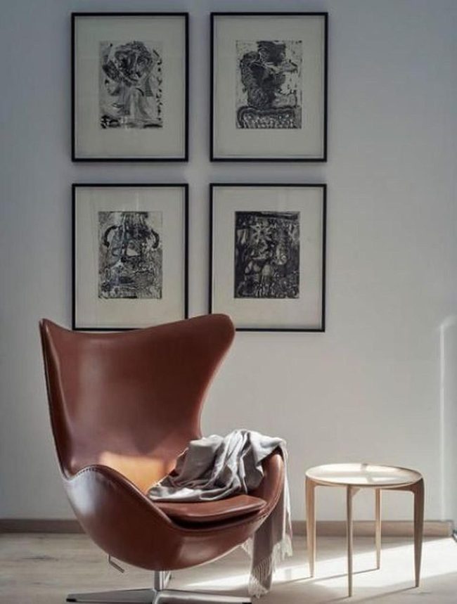 Curved Gray Leather Reading Nook