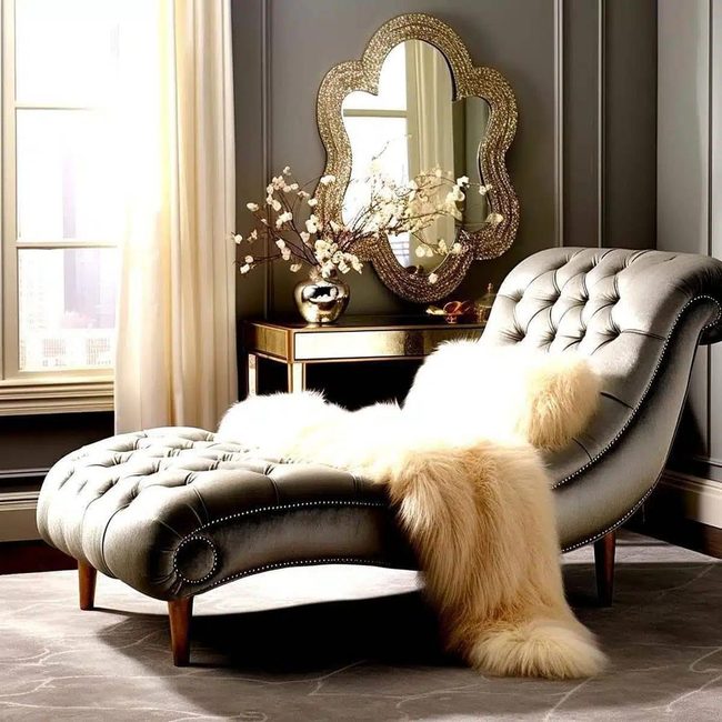 Curved Velvet Chaise In Jewel Tones