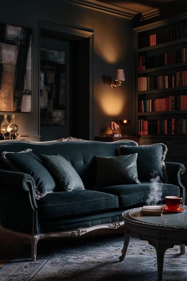 Dark Green Sofa Moody Luxe