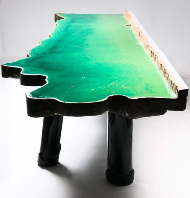 Landscape Art Tables With Glossy Finish