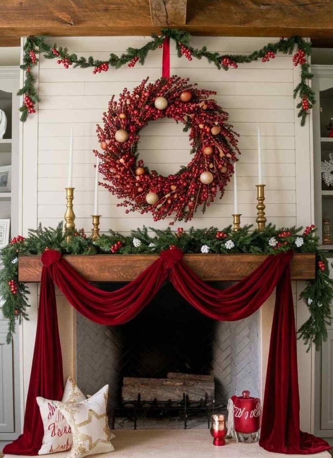 Large Fireplace Wreath Statement