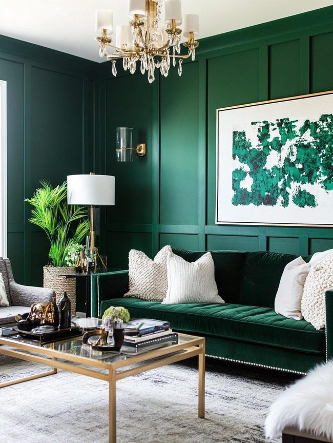 Dark Green Wall with Contrasting Accent