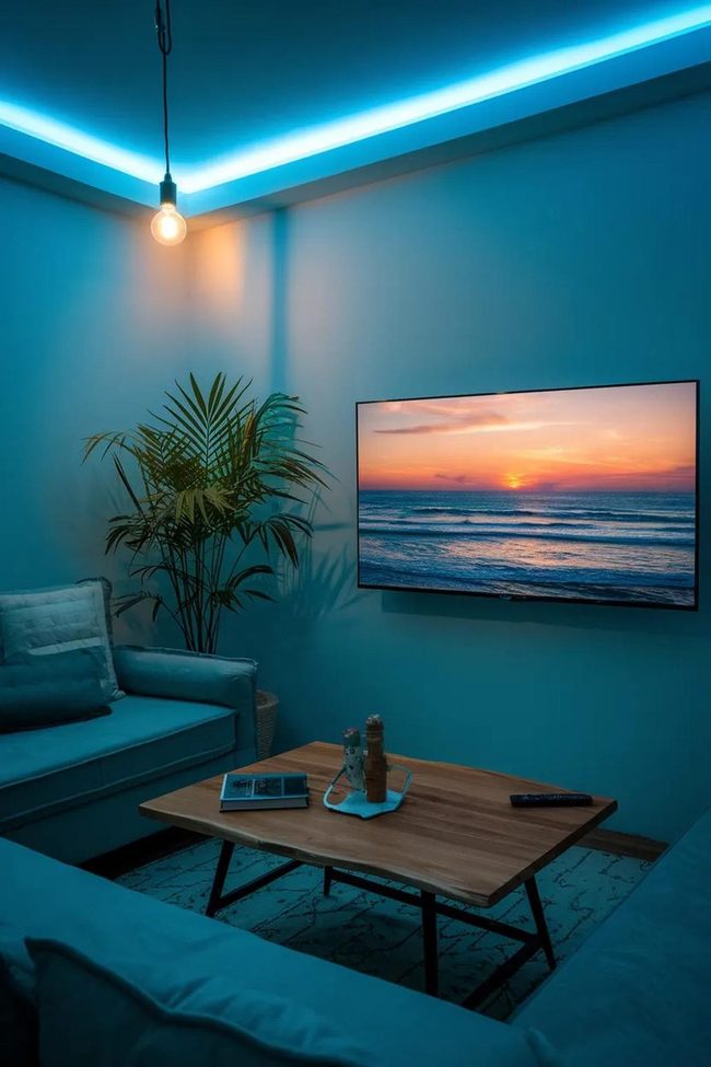 Blue And Ocean Sunset Living Room