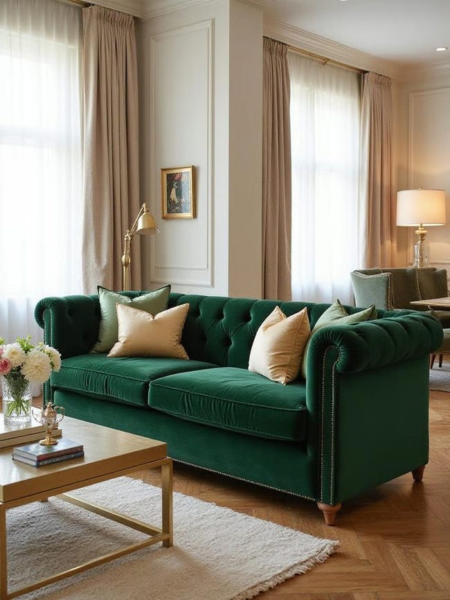 Jewel-Toned Velvet Sofa Luxury