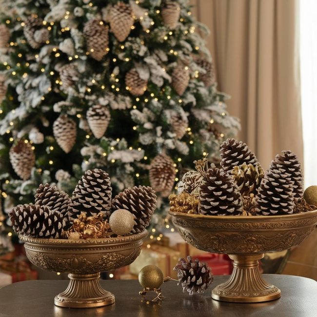 Golden Pine Cones Catch Light
