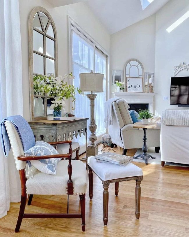 White Chair With Blue Pillow Retreat