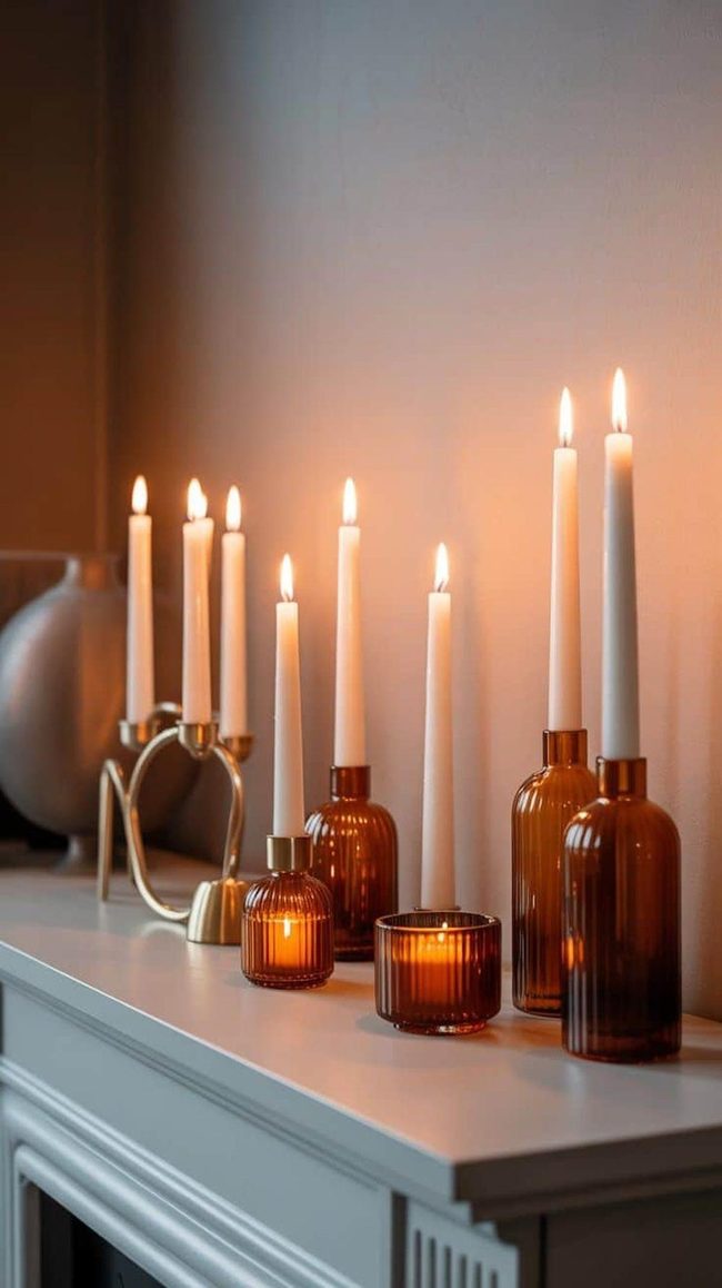Golden Metallic Candles Illuminate