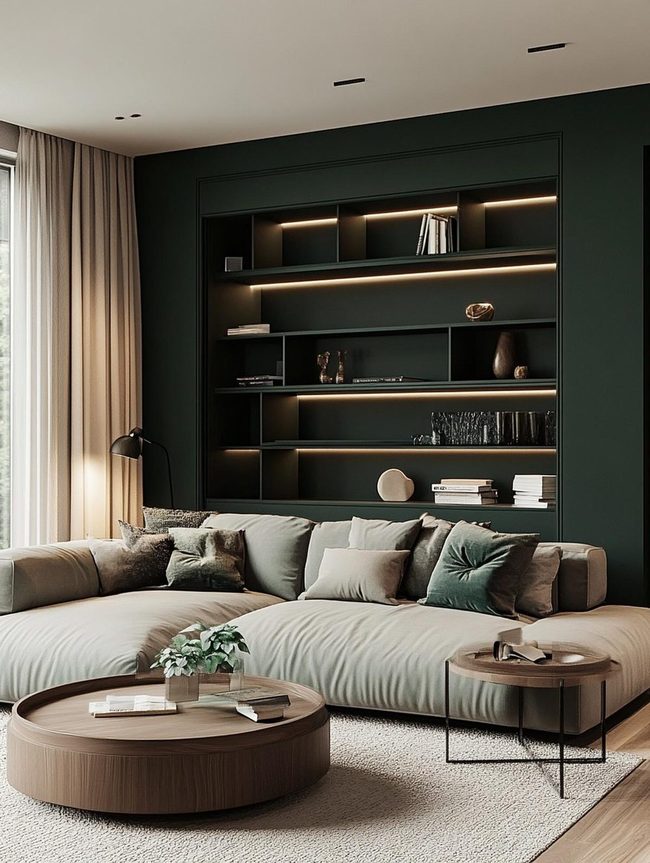 Dark Green Storage Sitting Room