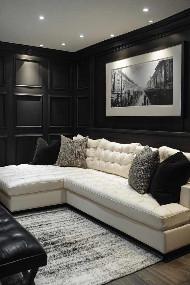 Metalliclic Gray Basement Living Space