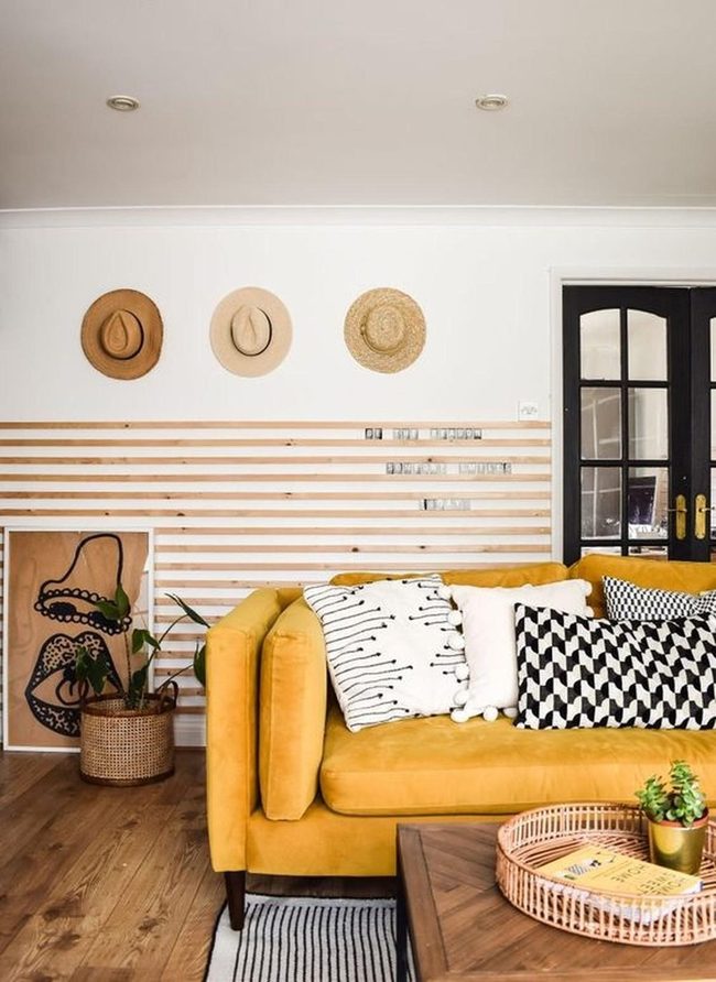 Sunshine Yellow And Natural Wood Living Room