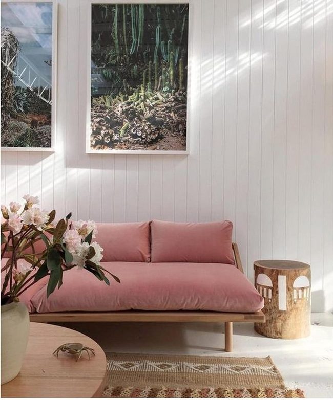Pink Sofa Meets Natural Light