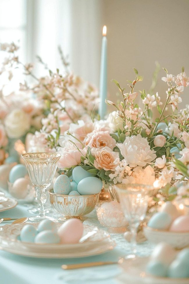 Pastel Easter Bunny Table Display