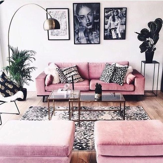 Pink Sofa Meets Graphic Geometry