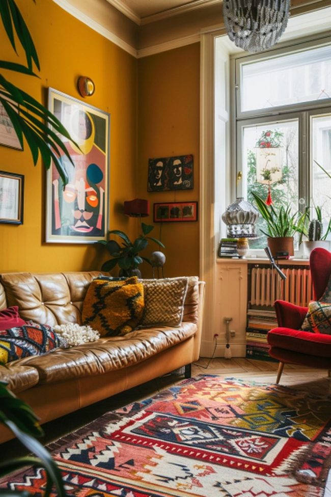 Tan Leather Meets Mustard Gold