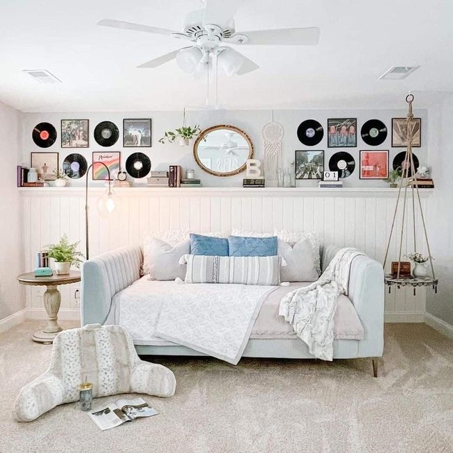 Brass Mirror And Vinyl Records Display