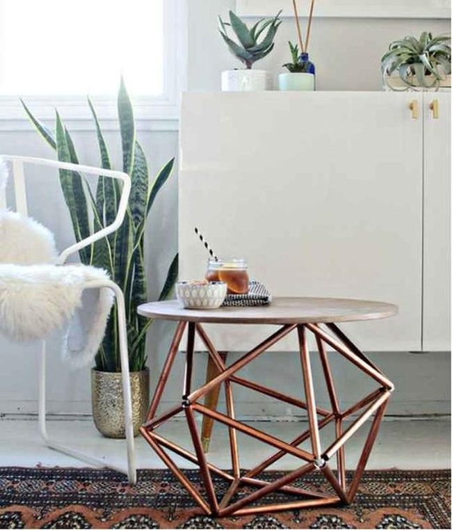 Copper Base Coffee Table With Living Green Corners