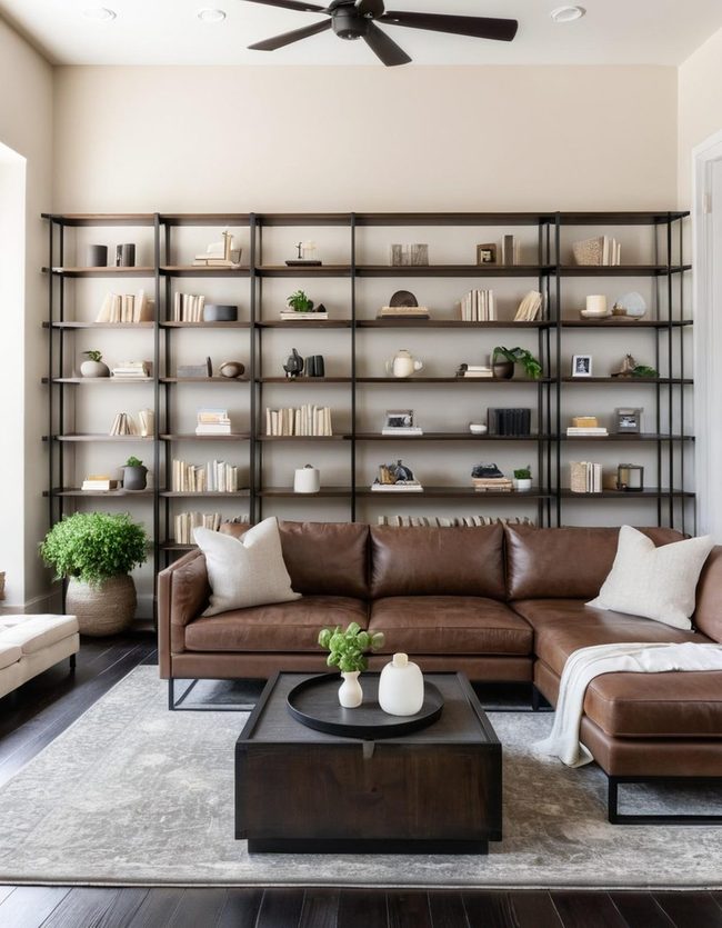 Brown Leather Sectional Anchors Everything