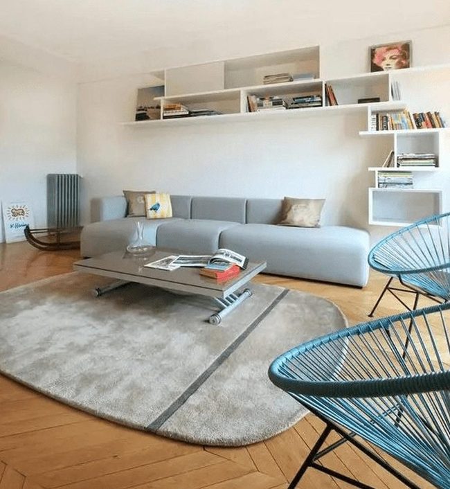 Blue Wire Chairs In Neutral Space