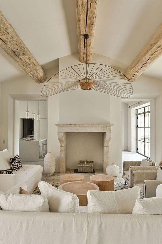 Stone Fireplace Light Wood Harmony