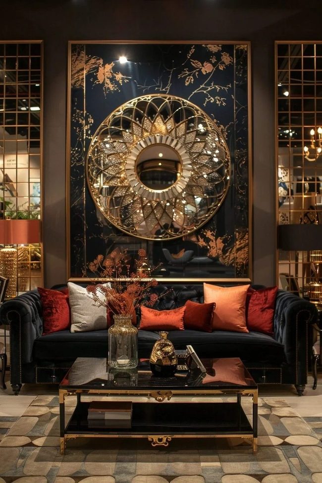 Navy And Gold Art Deco Modern