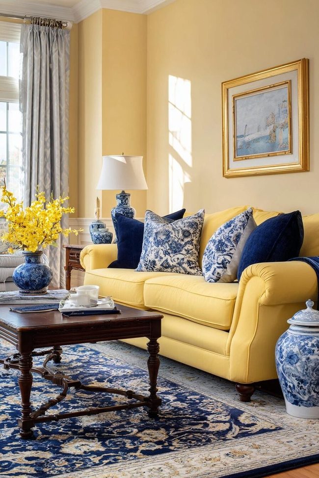 Butter Yellow Meets Navy Blue Contrast