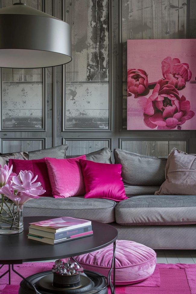 Pink And Gray Living Room Inspiration