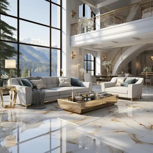 White Marble Floors With Intricate Patterns