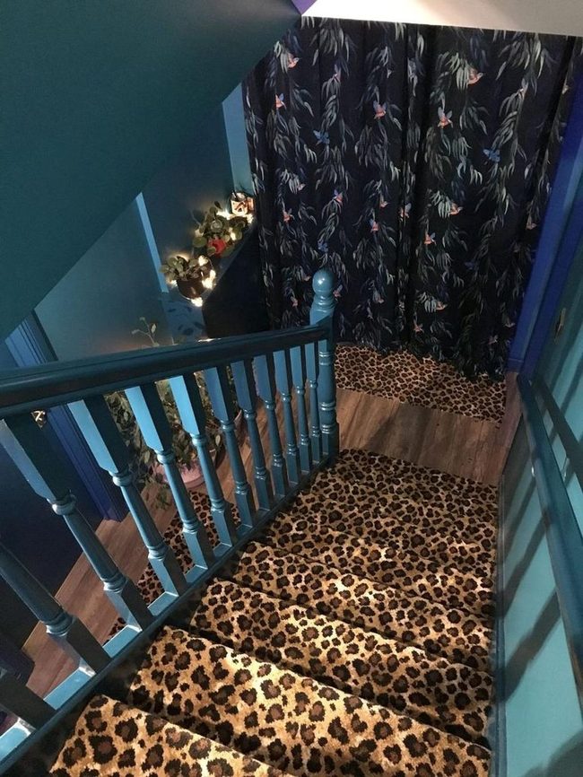 Leopard Print Staircase In Deep Blue