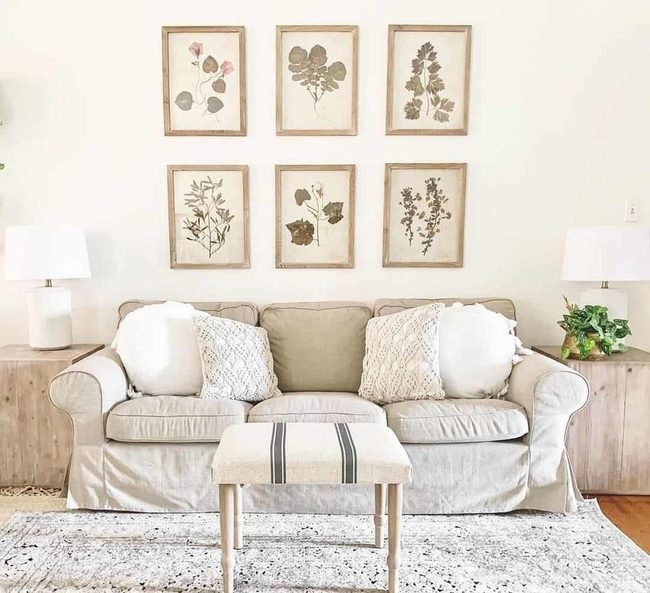 Light Wood Frames, Botanical Prints