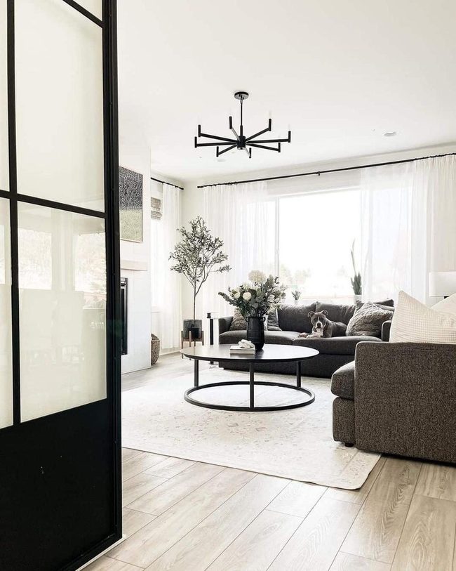 Black Glass Minimalist Living Room