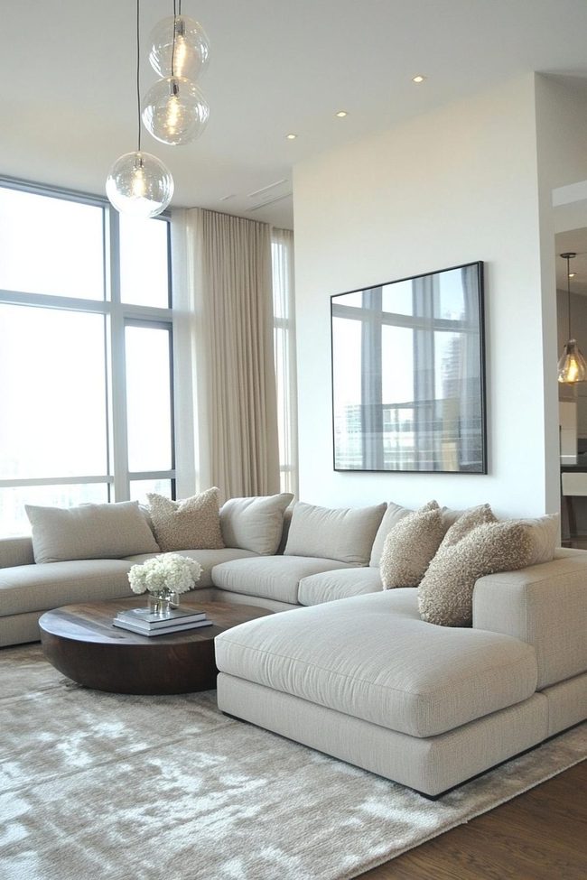 Gray Linen U-Shaped Sectional