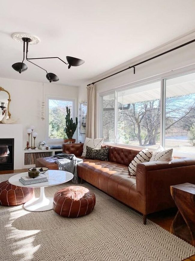 Brown Leather Sofa Sunlit Seating